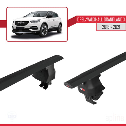 Compatible with Opel Grandland X 2018-2021 ACE-4 Car Roof Rack Cross Bar Black Aluminium 2 Bars