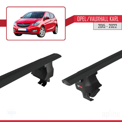Compatible with Opel/Vauxhall Karl 2015-2022 ACE-4 Car Roof Rack Cross Bar Black Aluminium 2 Bars