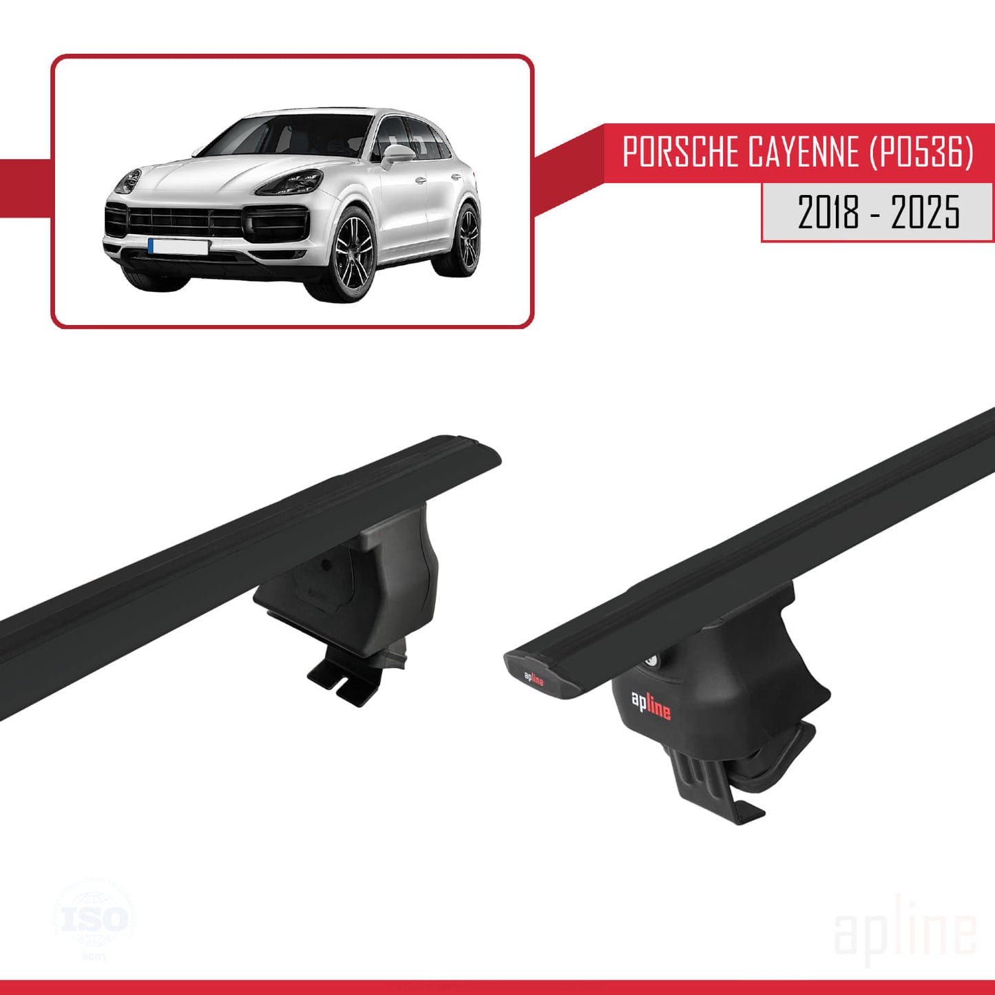 Compatible avec Porsche Cayenne 3 (9YA) 2018-2025 ACE-4 Barres de Toit Railing Porte-Bagages de Voiture Noir Aluminium 2 Barres