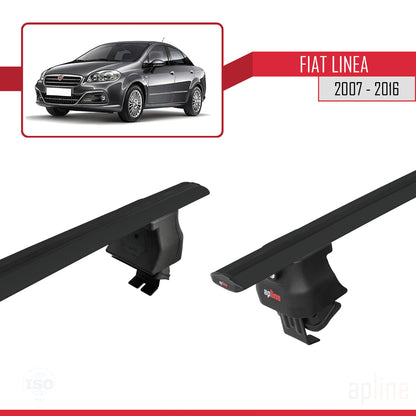 Compatible avec Fiat Linea (323) 2007-2016 ACE-4 Barres de Toit Railing Porte-Bagages de Voiture Noir Aluminium 2 Barres