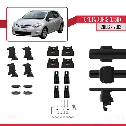 Compatible with Toyota Auris (E150) 2006-2012 ACE-4 Car Roof Rack Cross Bar Black Aluminium 2 Bars