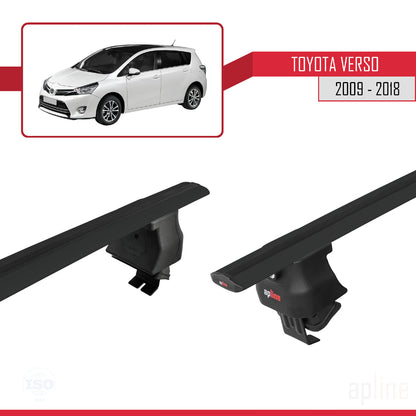 Compatible avec Toyota Verso (AR20) 2009-2018 ACE-4 Barres de Toit Railing Porte-Bagages de Voiture Noir Aluminium 2 Barres