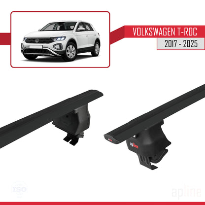 Compatible avec Volkswagen T-Roc 2017-2025 ACE-4 Barres de Toit Railing Porte-Bagages de Voiture Noir Aluminium 2 Barres