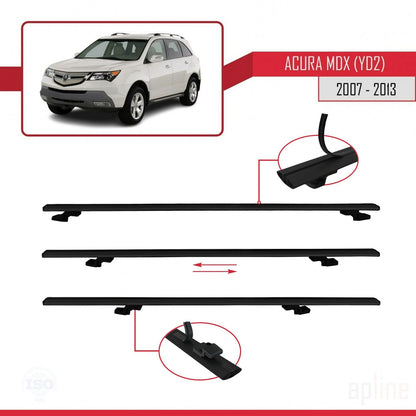 Compatibile con Acura MDX (YD2) modello BASIC 2007-2013 Barre portatutto per auto Portapacchi in alluminio nero 3 barre
