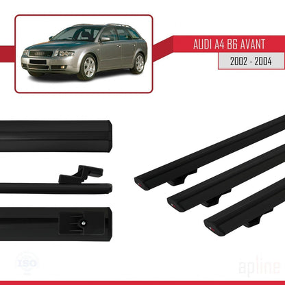 Compatible avec A4 (B6) Avant 2002-2004 BASIC Model Barres de Toit Railing Porte-Bagages de Voiture Noir Aluminium 3 Barres
