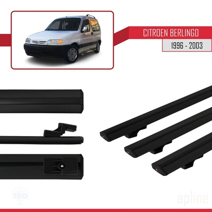 Compatible avec Citroen Berlingo (M49) 1996-2003 BASIC Model Barres de Toit Railing Porte-Bagages de Voiture Noir Aluminium 3 Barres