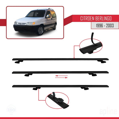 Compatible avec Citroen Berlingo (M49) 1996-2003 BASIC Model Barres de Toit Railing Porte-Bagages de Voiture Noir Aluminium 2 Barres