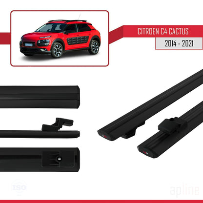 Compatible avec Citroen C4 Cactus 2014-2021 BASIC Model Barres de Toit Railing Porte-Bagages de Voiture Noir Aluminium 2 Barres