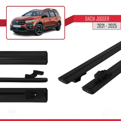 Compatible avec Dacia Jogger 2021-2025 BASIC Model Barres de Toit Railing Porte-Bagages de Voiture Noir Aluminium 2 Barres