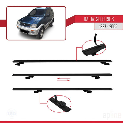 Compatible avec Daihatsu Terios (J100) 1997-2005 BASIC Model Barres de Toit Railing Porte-Bagages de Voiture Noir Aluminium 3 Barres