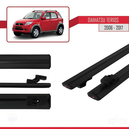 Compatible avec Daihatsu Terios 2 (J200) 2006-2017 BASIC Model Barres de Toit Railing Porte-Bagages de Voiture Noir Aluminium 2 Barres