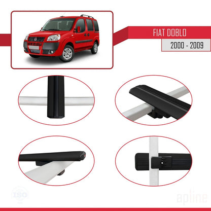 Compatible avec Fiat Doblo 2000-2009 BASIC Model Barres de Toit Railing Porte-Bagages de Voiture Noir Aluminium 3 Barres