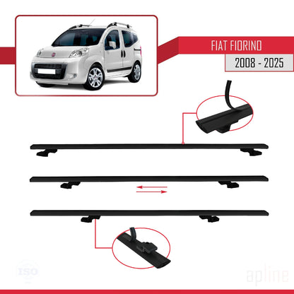 Compatible avec Fiat Fiorino 3 2008-2025 BASIC Model Barres de Toit Railing Porte-Bagages de Voiture Noir Aluminium 2 Barres
