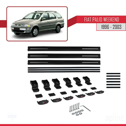 Compatible avec Fiat Palio (178) Weekend 1996-2003 BASIC Model Barres de Toit Railing Porte-Bagages de Voiture Noir Aluminium 3 Barres