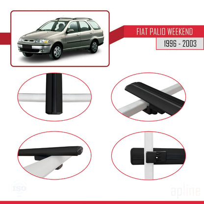 Compatible avec Fiat Palio (178) Weekend 1996-2003 BASIC Model Barres de Toit Railing Porte-Bagages de Voiture Noir Aluminium 2 Barres