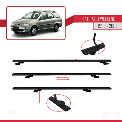 Compatible avec Fiat Palio (178) Weekend 1996-2003 BASIC Model Barres de Toit Railing Porte-Bagages de Voiture Noir Aluminium 2 Barres