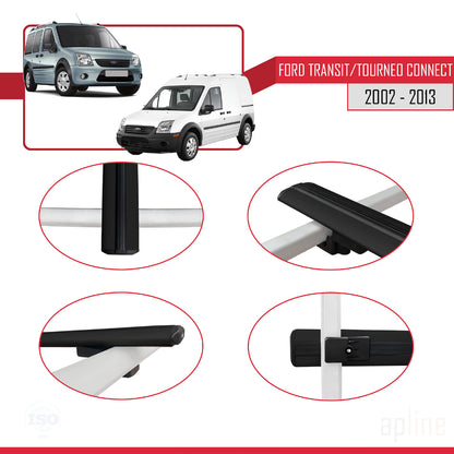 Compatible with Ford Transit/Tourneo Connect 2002-2013 BASIC Model Car Roof Rack Cross Bar Black Aluminium 4 Bars