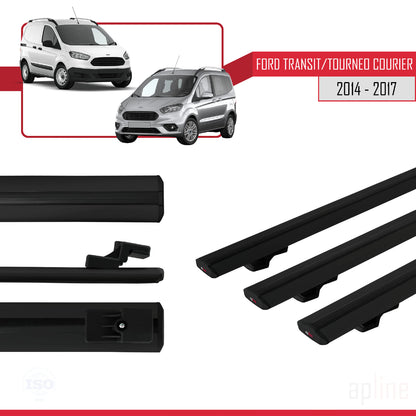 Compatible with Ford Transit/Tourneo Courier Pre-Facelift 2014-2017 BASIC Model Car Roof Rack Cross Bar Black Aluminium 3 Bars