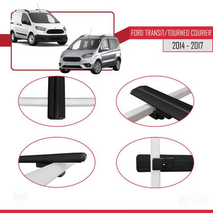 Compatible with Ford Transit/Tourneo Courier Pre-Facelift 2014-2017 BASIC Model Car Roof Rack Cross Bar Black Aluminium 4 Bars
