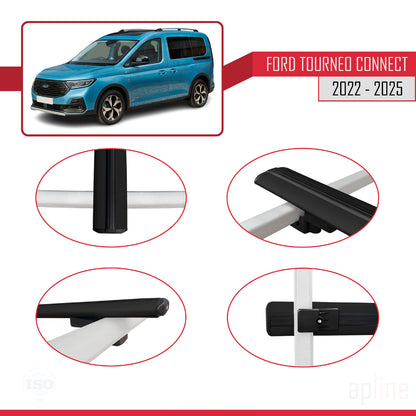 Compatible with Ford Transit/Tourneo Connect 3 2022-2025 BASIC Model Car Roof Rack Cross Bar Black Aluminium 2 Bars