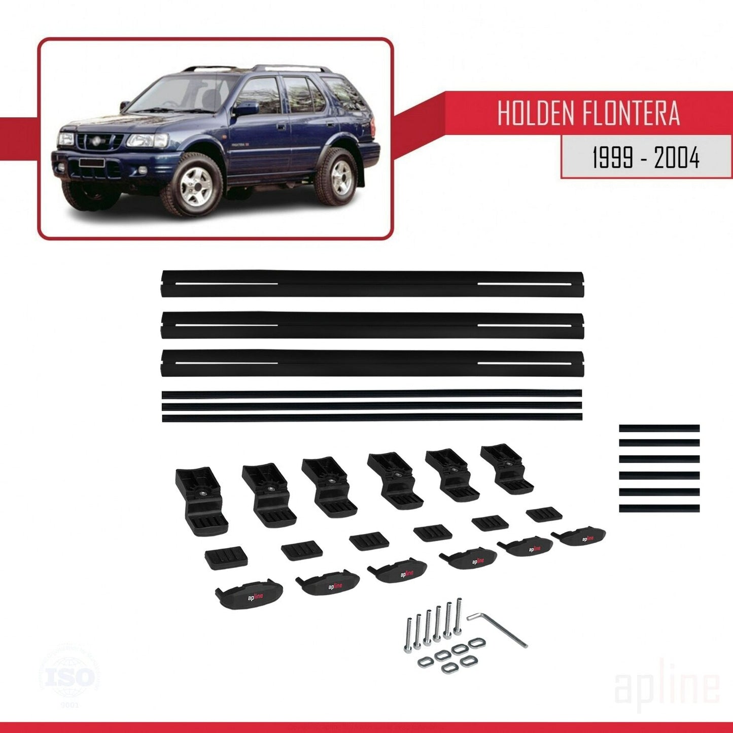 Compatible avec Holden Frontera 2 1999-2004 BASIC Model Barres de Toit Railing Porte-Bagages de Voiture Noir Aluminium 3 Barres