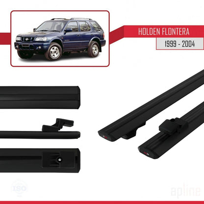 Compatible avec Holden Frontera 2 1999-2004 BASIC Model Barres de Toit Railing Porte-Bagages de Voiture Noir Aluminium 2 Barres