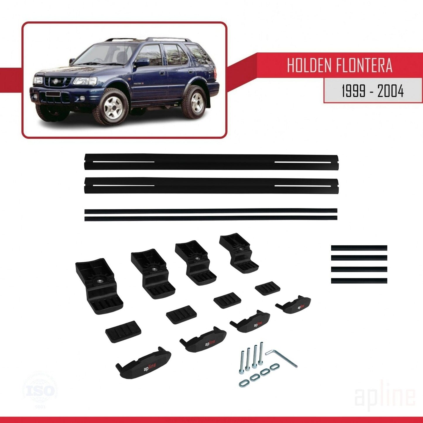 Compatible avec Holden Frontera 2 1999-2004 BASIC Model Barres de Toit Railing Porte-Bagages de Voiture Noir Aluminium 2 Barres