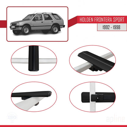 Compatible avec Holden Frontera Sport 1992-1998 BASIC Model Barres de Toit Railing Porte-Bagages de Voiture Noir Aluminium 3 Barres