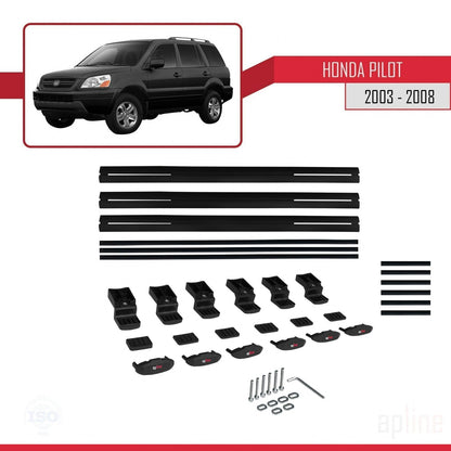 Compatible avec Honda Pilot 2003-2008 BASIC Model Barres de Toit Railing Porte-Bagages de Voiture Noir Aluminium 3 Barres