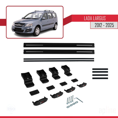 Compatible avec Lada Largus 2012-2025 BASIC Model Barres de Toit Railing Porte-Bagages de Voiture Noir Aluminium 2 Barres
