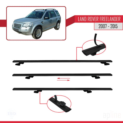 Compatible avec Land Rover Freelander 2 (L359) 2007-2015 BASIC Model Barres de Toit Railing Porte-Bagages de Voiture Noir Aluminium 2 Barres