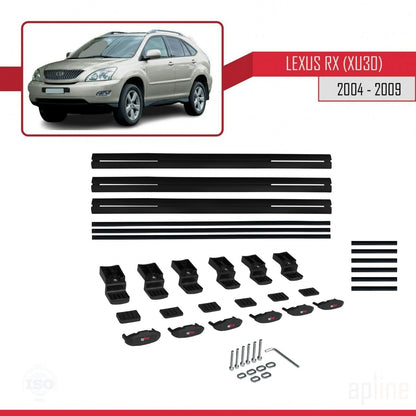 Compatible with Lexus RX 2 (XU30) 2004-2009 BASIC Model Car Roof Rack Cross Bar Black Aluminium 3 Bars