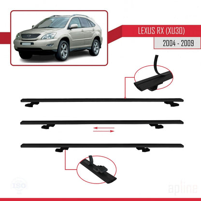 Compatible with Lexus RX 2 (XU30) 2004-2009 BASIC Model Car Roof Rack Cross Bar Black Aluminium 3 Bars