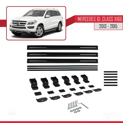 Compatible with Mercedes GL Class 2 (X166) Pre-Facelift 2013-2015 BASIC Model Car Roof Rack Cross Bar Black Aluminium 3 Bars