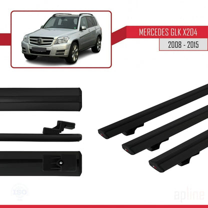 Compatible avec Mercedes Classe GLK (X204) 2008-2015 BASIC Model Barres de Toit Railing Porte-Bagages de Voiture Noir Aluminium 3 Barres