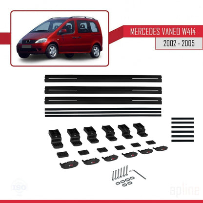 Compatible with Mercedes Vaneo (W414) 2002-2005 BASIC Model Car Roof Rack Cross Bar Black Aluminium 3 Bars