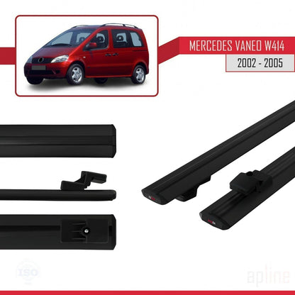 Compatible with Mercedes Vaneo (W414) 2002-2005 BASIC Model Car Roof Rack Cross Bar Black Aluminium 2 Bars
