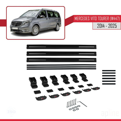 Compatible with Mercedes Vito Tourer (W447) 2014-2025 BASIC Model Car Roof Rack Cross Bar Black Aluminium 3 Bars