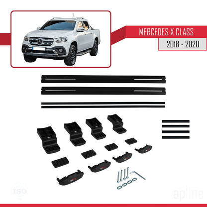 Compatible with Mercedes X Class (470) 2018-2020 BASIC Model Car Roof Rack Cross Bar Black Aluminium 2 Bars