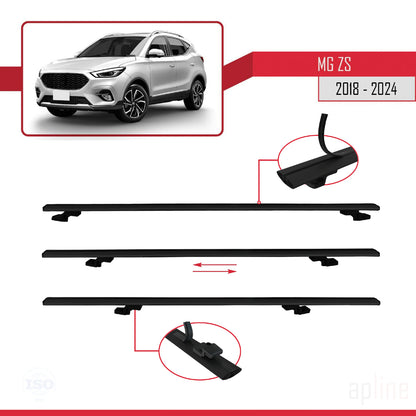 Compatible with MG ZS 2018-2024 BASIC Model Car Roof Rack Cross Bar Black Aluminium 2 Bars