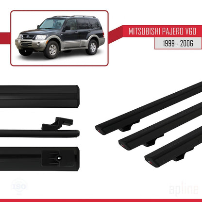 Compatible with Mitsubishi Pajero (V60) 5 Kapı 1999-2006 BASIC Model Car Roof Rack Cross Bar Black Aluminium 3 Bars