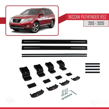 Compatible avec Nissan Pathfinder 4 (R52) 2013-2020 BASIC Model Barres de Toit Railing Porte-Bagages de Voiture Noir Aluminium 2 Barres