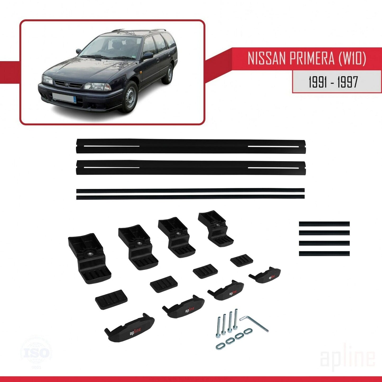 Compatible avec Nissan Primera (W10) Traveller 1991-1997 BASIC Model Barres de Toit Railing Porte-Bagages de Voiture Noir Aluminium 2 Barres