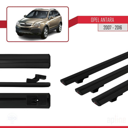 Compatible avec Opel Antara 2007-2016 BASIC Model Barres de Toit Railing Porte-Bagages de Voiture Noir Aluminium 3 Barres
