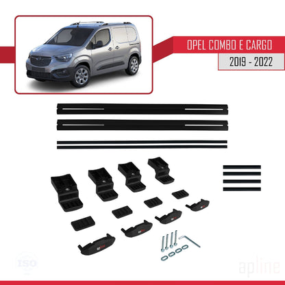 Compatible avec Opel Combo E Cargo 2019-2022 BASIC Model Barres de Toit Railing Porte-Bagages de Voiture Noir Aluminium 2 Barres