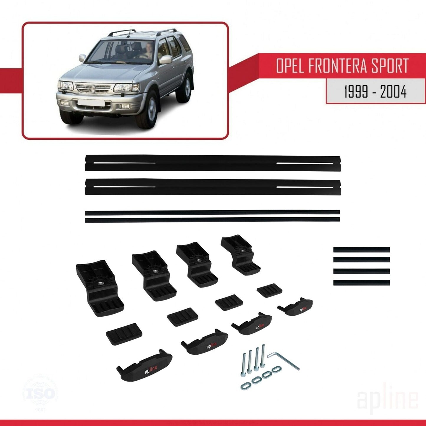 Compatible avec Opel Frontera Sport 2 1999-2004 BASIC Model Barres de Toit Railing Porte-Bagages de Voiture Noir Aluminium 2 Barres