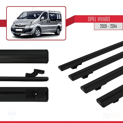 Compatible avec Opel Vivaro A 2001-2014 BASIC Model Barres de Toit Railing Porte-Bagages de Voiture Noir Aluminium 4 Barres