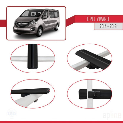 Compatible avec Opel Vivaro B 2014-2019 BASIC Model Barres de Toit Railing Porte-Bagages de Voiture Noir Aluminium 3 Barres