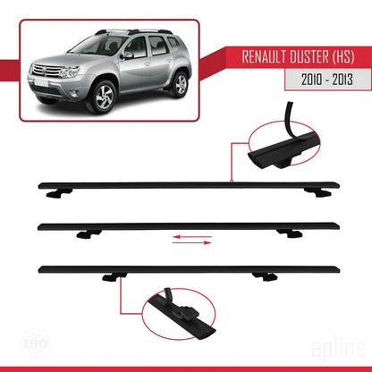 Compatible avec Renault Duster (HS) Pre-Facelift 2010-2013 BASIC Model Barres de Toit Railing Porte-Bagages de Voiture Noir Aluminium 3 Barres
