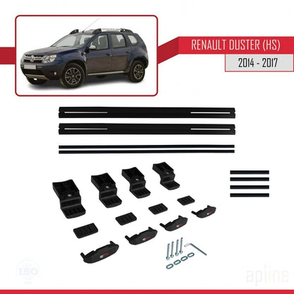 Compatible with Renault Duster (HS) Post-Facelift 2014-2017 BASIC Model Car Roof Rack Cross Bar Black Aluminium 2 Bars